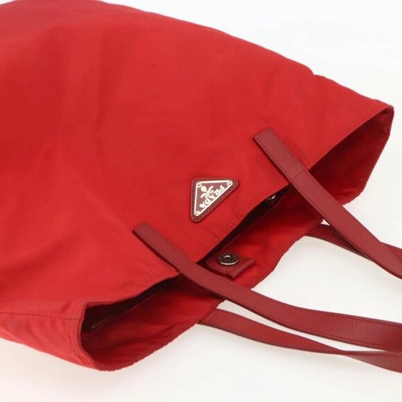 PRADA Tote Bag Nylon Red Silver Auth 155081 - Picture 6 of 16